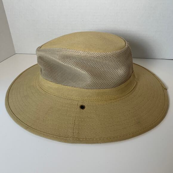 Dorfman Hat Co. Wide Brim Sun Panama Hat Large Mesh Vented Fishing Tan Size XL - Picture 8 of 9